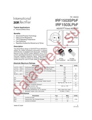 IRF1503LPBF datasheet  